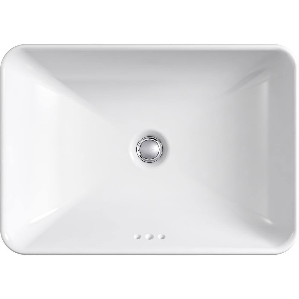 KOHLER Vox Rectangle Vitreous China Vessel Sink in White with Overflow Drain K-5373-0