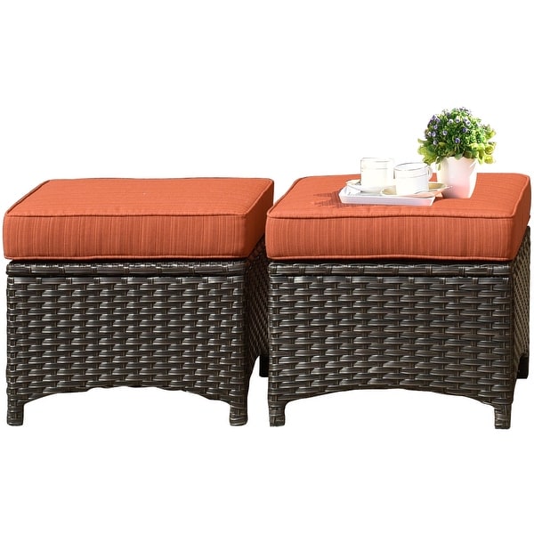 OVIOS Patio 3piece Rattan Wicker Sectional Sofa Set with Ottomans