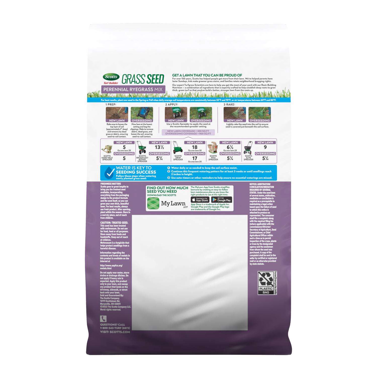 Scotts Turf Builder Perennial Ryegrass Sun or Shade Fertilizer/Seed/Soil Improver 2.4 lb