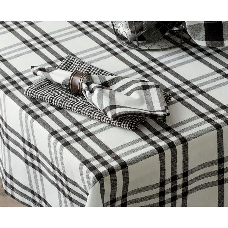 60 x 84 Black and White Rectangle Cotton Tablecloth