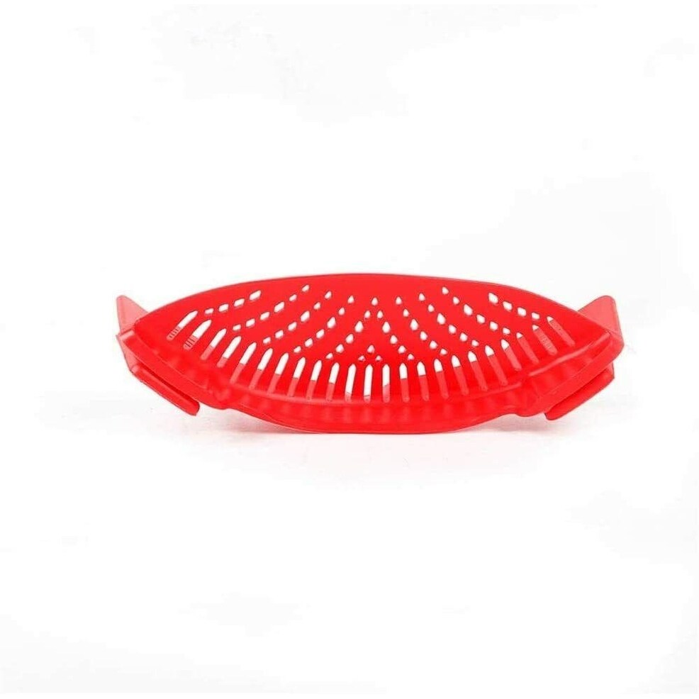 Red Kitchen Pot Pan Drainer with Handle Pasta Noodle Strainer