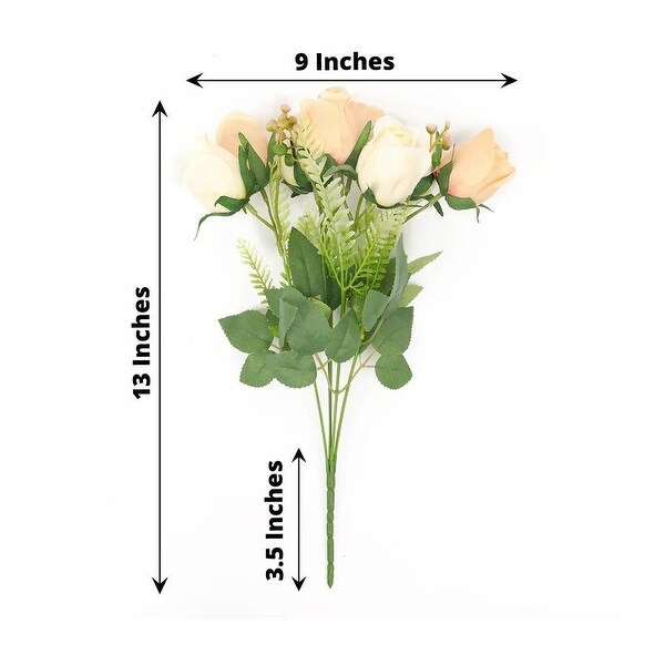 3 Silk Rose Bud Bouquets 13 Inch Artificial Flower