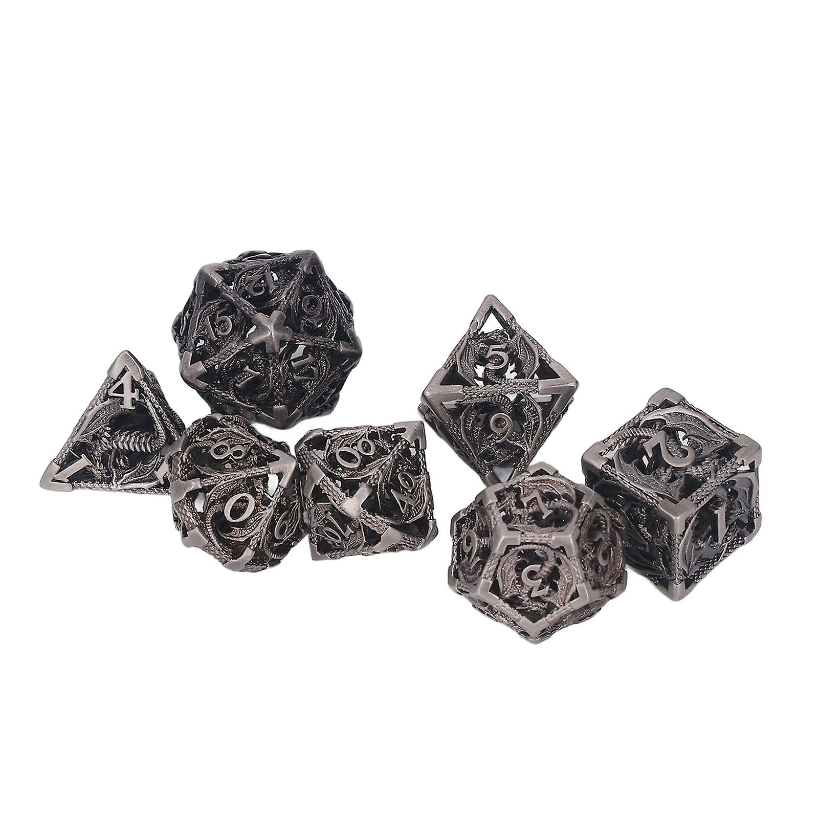 7pcs Table Game Metal Dice Fine Copper Hollow Lightweight Polyhedral Teaching Metal Dice Set