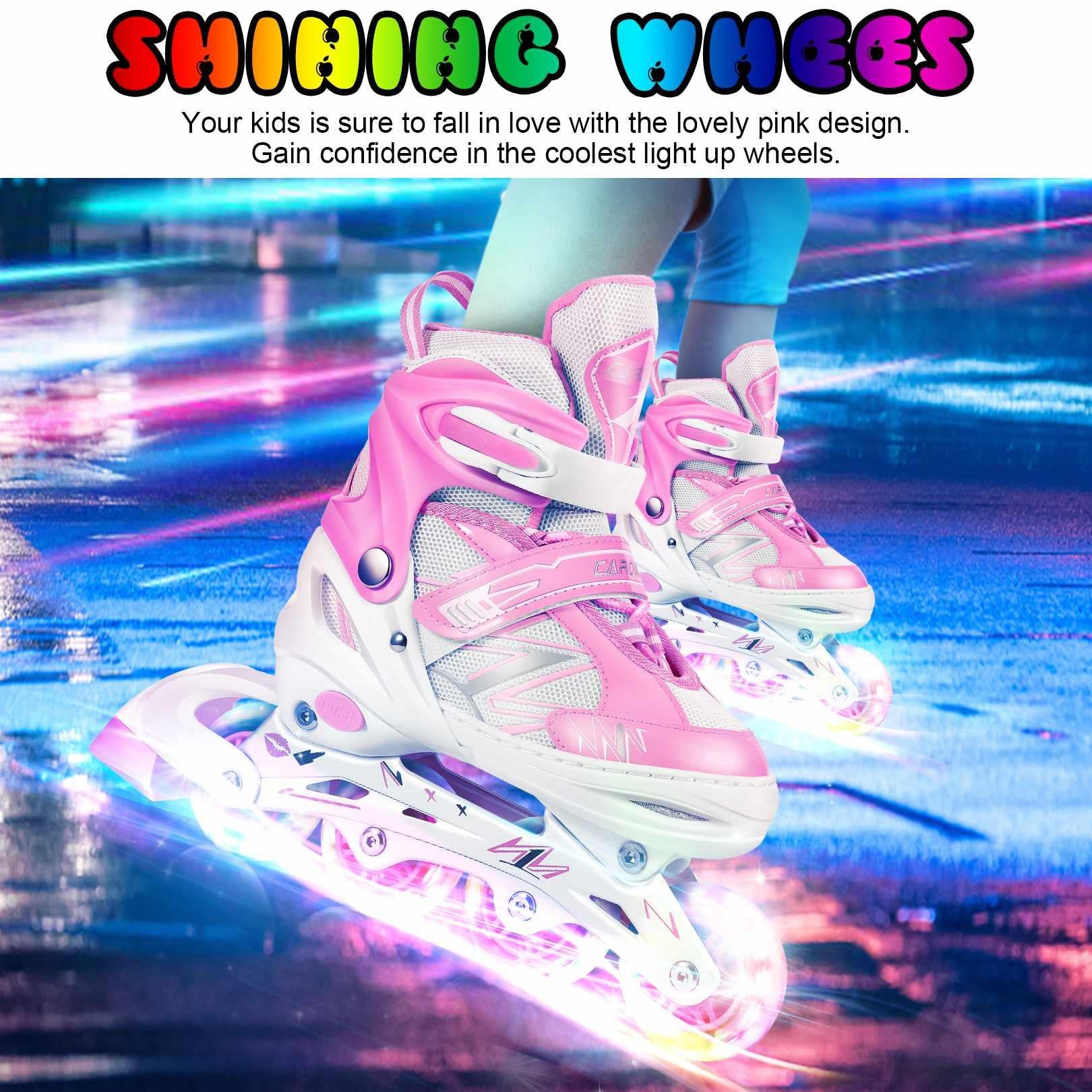 Adjustable Inline Skate Inline Skates with Illuminating Wheels Inline Skates for Kids Girls Boys Adults Mens Women Gifts Inline Skates Light Up Rollerskatess Beginner Roller Skate