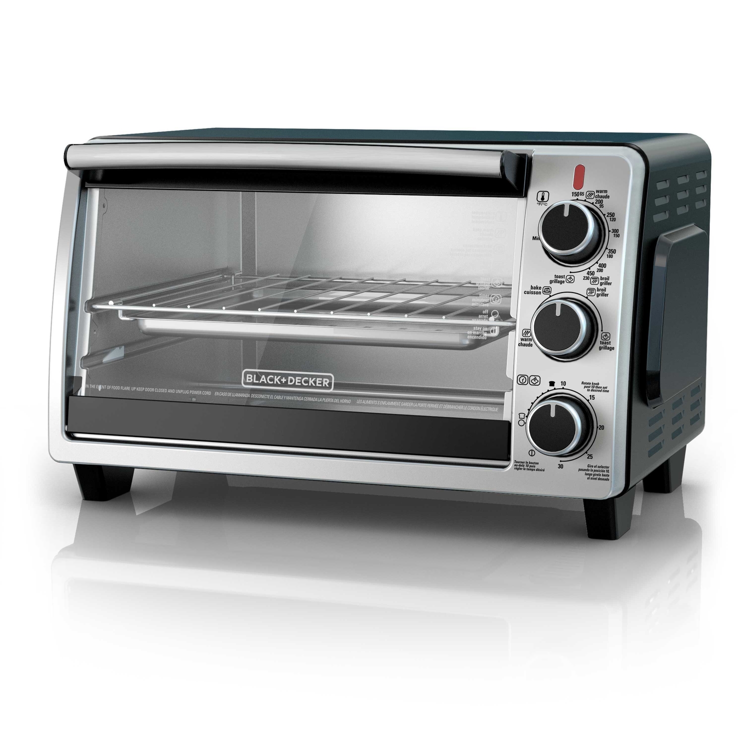 Black+Decker Stainless Steel Silver 6 slot Convection Toaster Oven 9.7 in. H X 15.9 in. W X 12 in. D