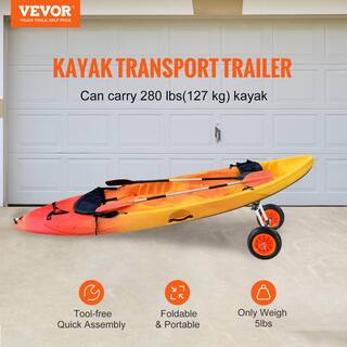 VEVOR Heavy Duty Kayak Cart 280 lbs. Detachable Canoe Trolley Cart with 10 in. Solid Tires and Adjustable Width C280LBS10INCHASOUV0