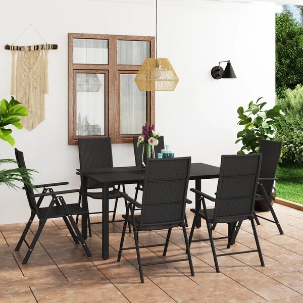 vidaXL 7 Piece Patio Dining Set Black