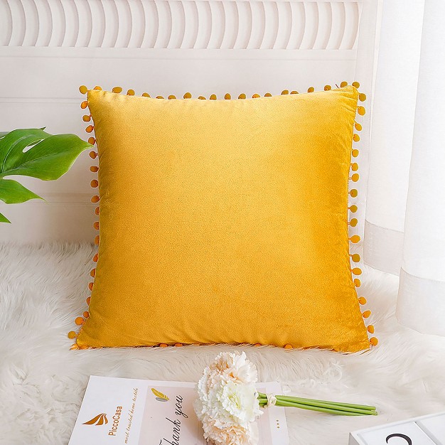 Piccocasa Velvet Pillow Covers Square Solid Soft Cushion Covers 1pc