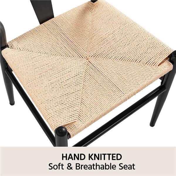 Modern Weave Y-Shaped Dining Chair with Solid Metal Frame