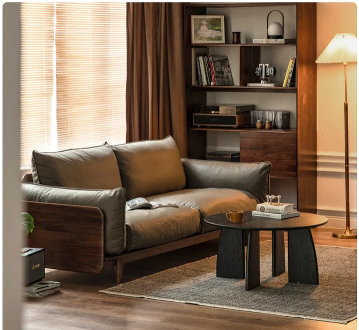 Black Walnut solid wood  leather sofa   Midcentury   Armchairs And Accent Chairs   by GVAwood  Houzz