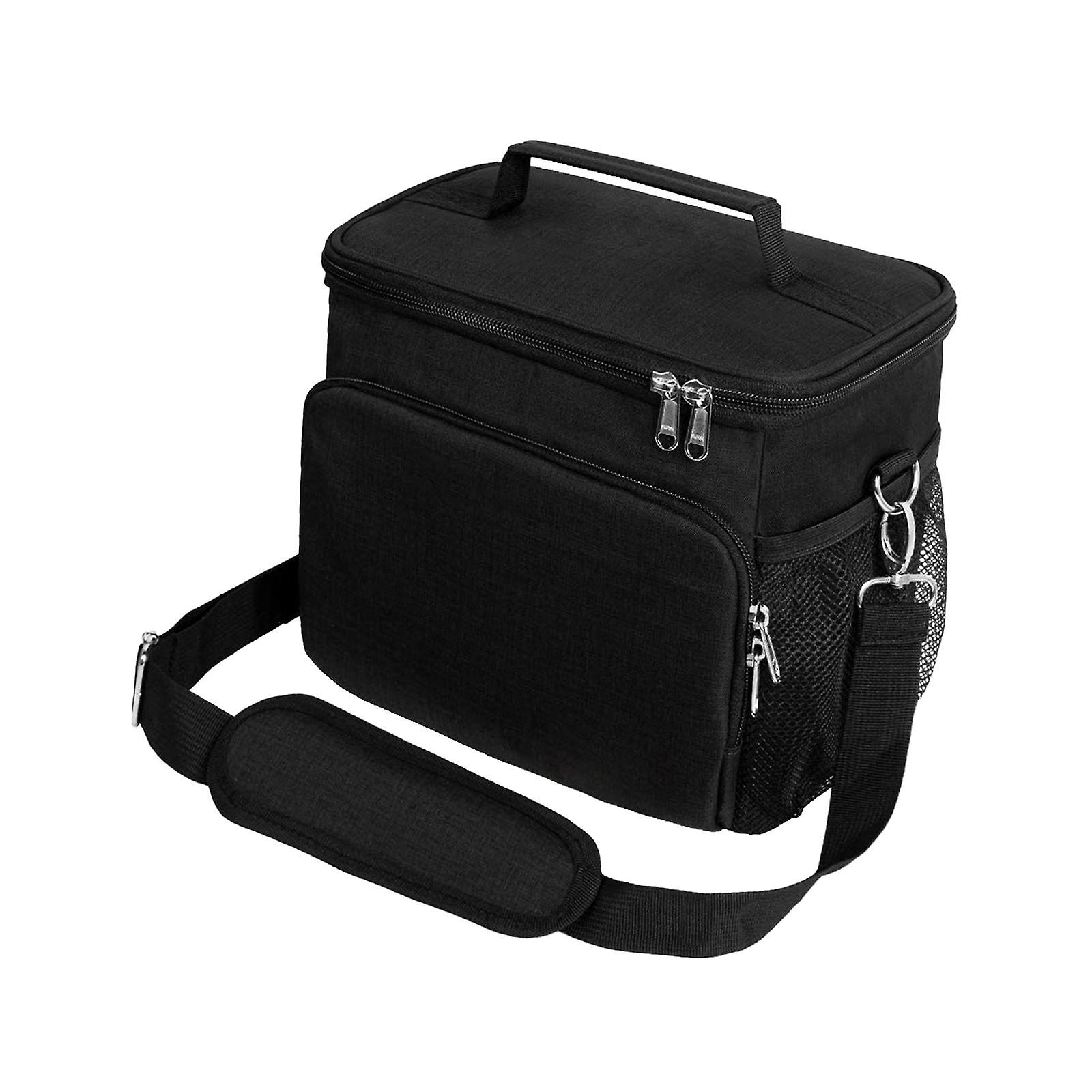 Lunch Bag With Adjustable Shoulder Strap Portable For Fishing Camping Travel Black