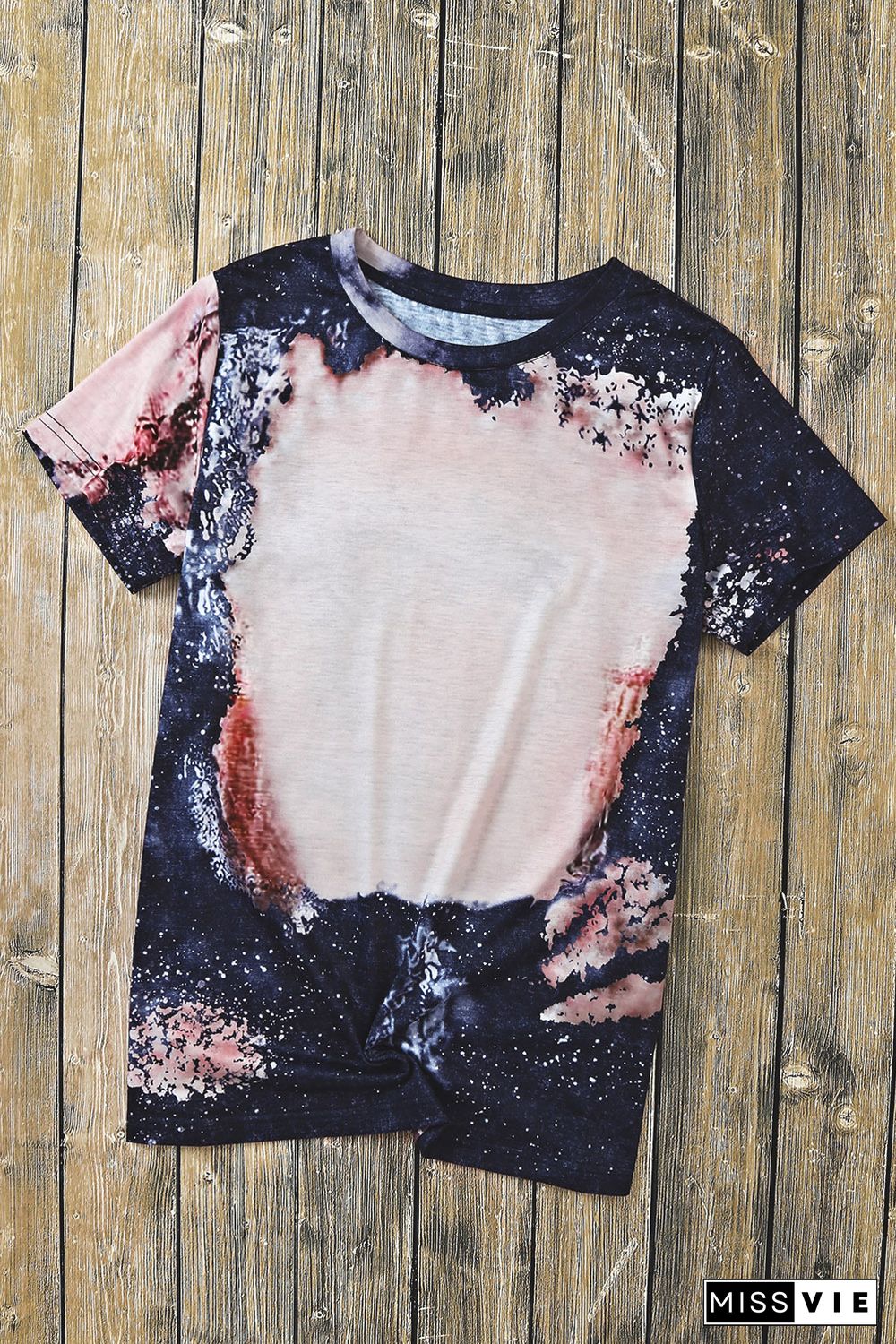 Multicolor Blank Apparel- Western Fashion Bleached Tie-dye T-shirt