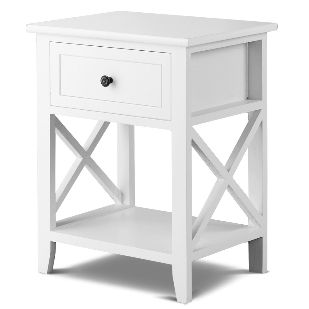 Bedroom Accents Furniture End Table Nightstand with Drawer   Shelf