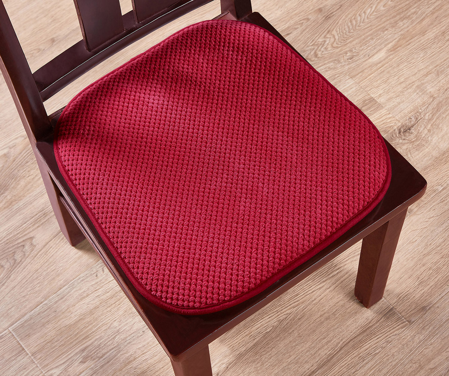 2 Pack: Premium Comfort Non Slip Memory Foam Kitchen and Dining Room Seat/Chair Cushions - Red