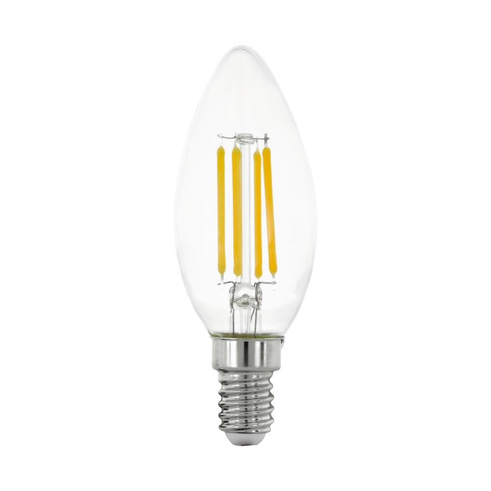 EGLO 11759 LED 4W Candle C35 E14 SES Clear Filament Lamp 470lm 2700k