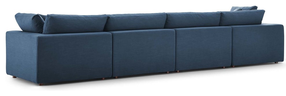 Commix Down Filled Overstuffed 4 Piece Sectional Sofa Set  Azure   Transitional   Sofas   by Homesquare  Houzz