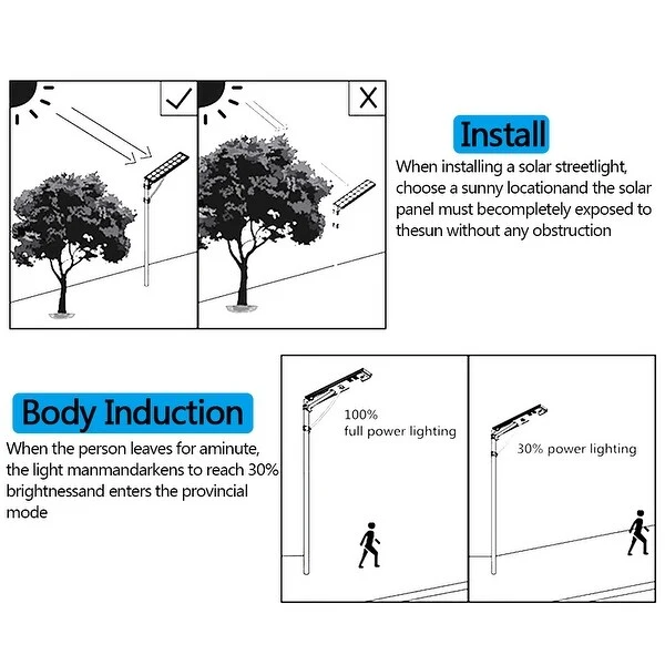 LED Solar Street Light Outdoor Flood Light Dusk to Dawn Security Light