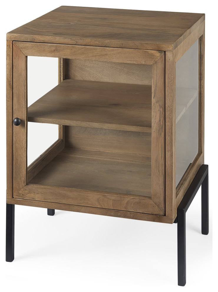 Rustic Honey Brown And Black Shadowbox Cabinet   Industrial   Side Tables And End Tables   by Global Discount Store LLC  Houzz