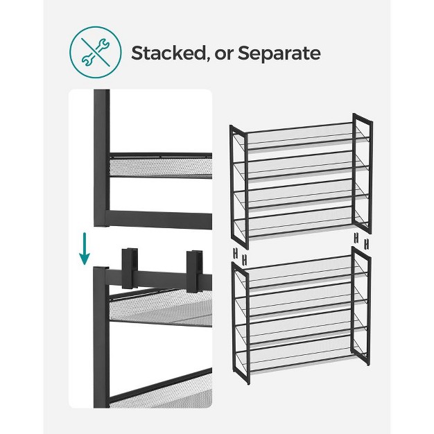 Songmics 8 tier Metal Shoe Rack Adjustable Shelves Hold 32 40 Pairs Set Of 2 Stackable Shoe Organizers