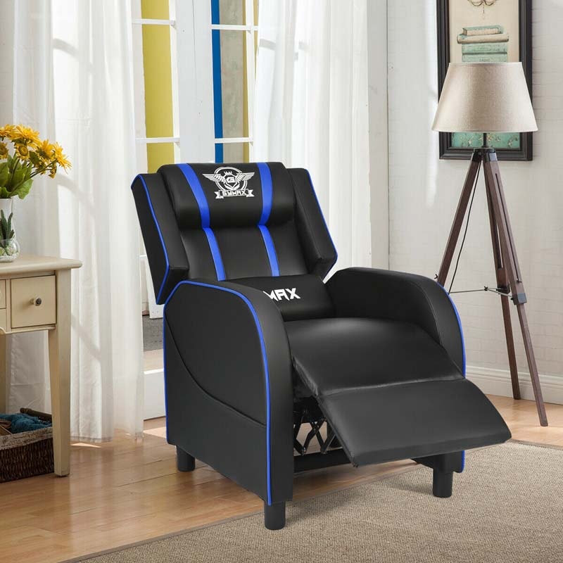 Massage Gaming Recliner Chair with Footrest, Racing Style Gaming Sofa, Lounge Sofa, PU Leather Single Sofa, Home Theater Seat