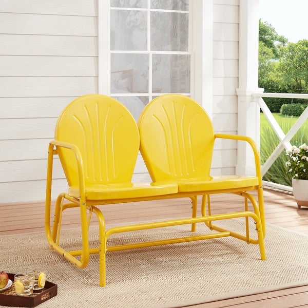 Yellow Outdoor Steel Glider Outdoor Glider Benches - Overstock - 36096072