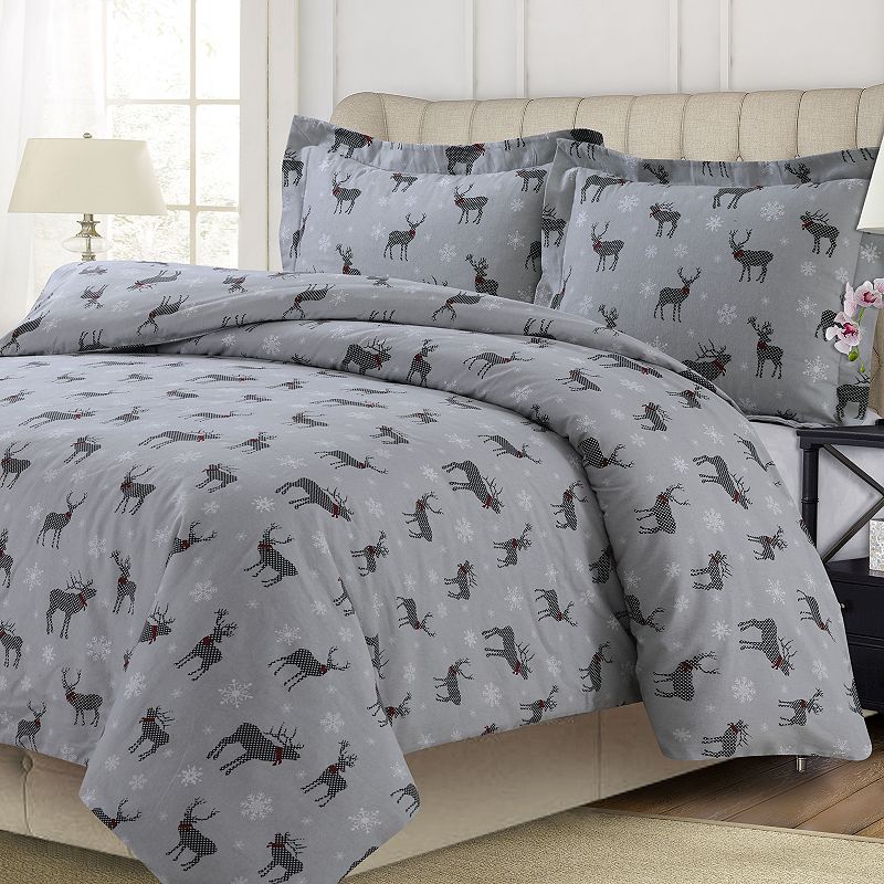 Printed Flannel 3-piece Duvet Cover Set