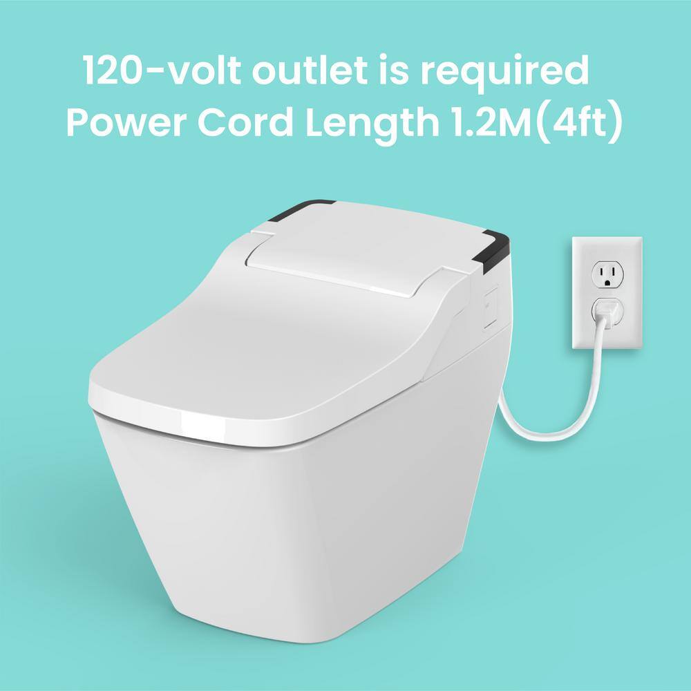 VOVO Stylement Tankless Smart Bidet One Piece Toilet Square in White UV-A LED Sterilization Auto Flush Heated Seat TCB-090S