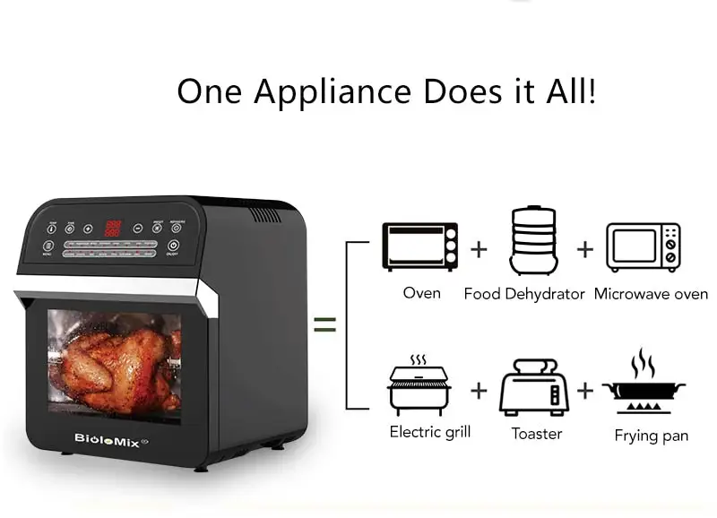 12L Air Fryer Oven, 1600W Air Fryer Oven Toaster, Rotisserie And Dehydrator with LED Digital Touchscreen 16-In-1 Countertop Oven