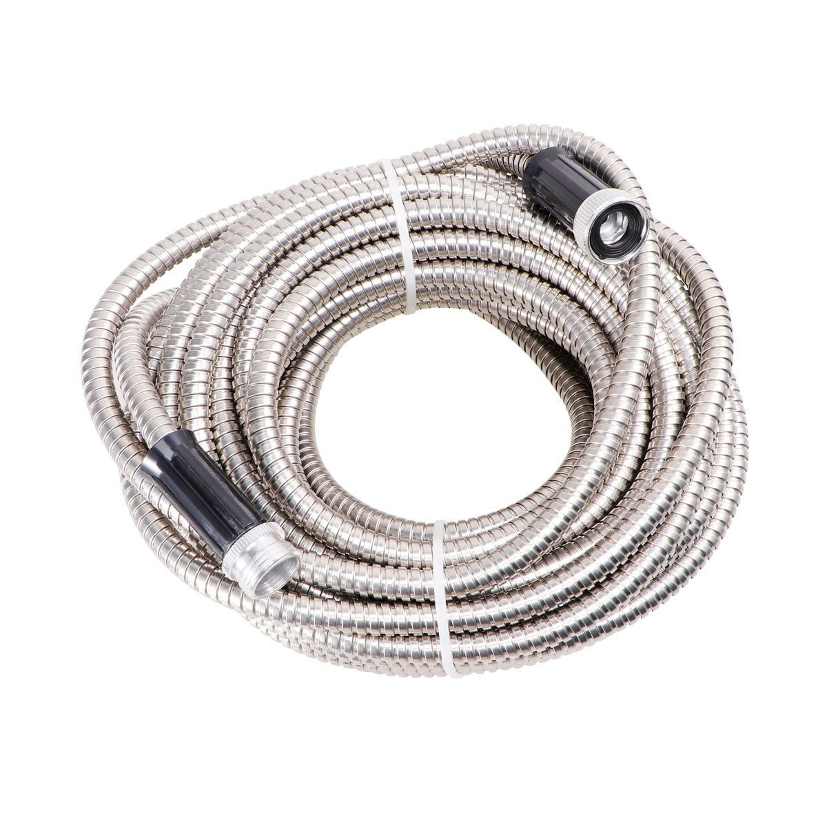 50Ft Stainless Steel Lightweight Garden Hose Heavy Duty Metal Watering Hose Garden Water Hose Pipe Free Spray Nozzle Home Silver