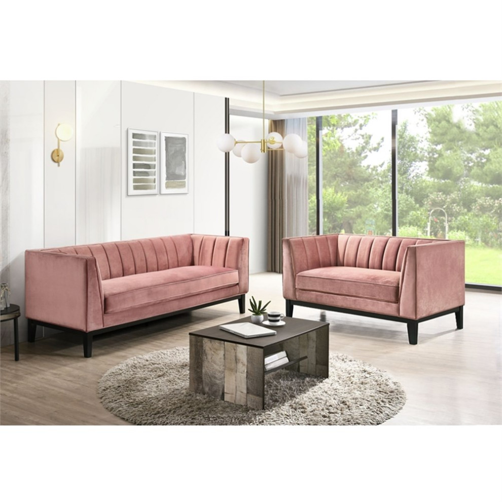 Picket House Furnishings Calabasas Loveseat in Rose   Transitional   Loveseats   by Homesquare  Houzz