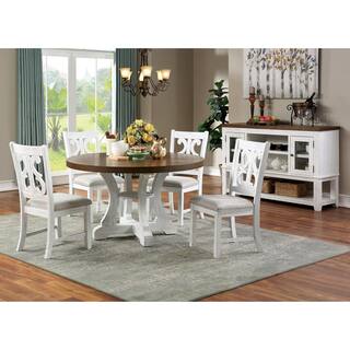 Furniture of America Wicks Distressed White and Gray Padded Dining Chair (Set of 2) IDF-3417SC