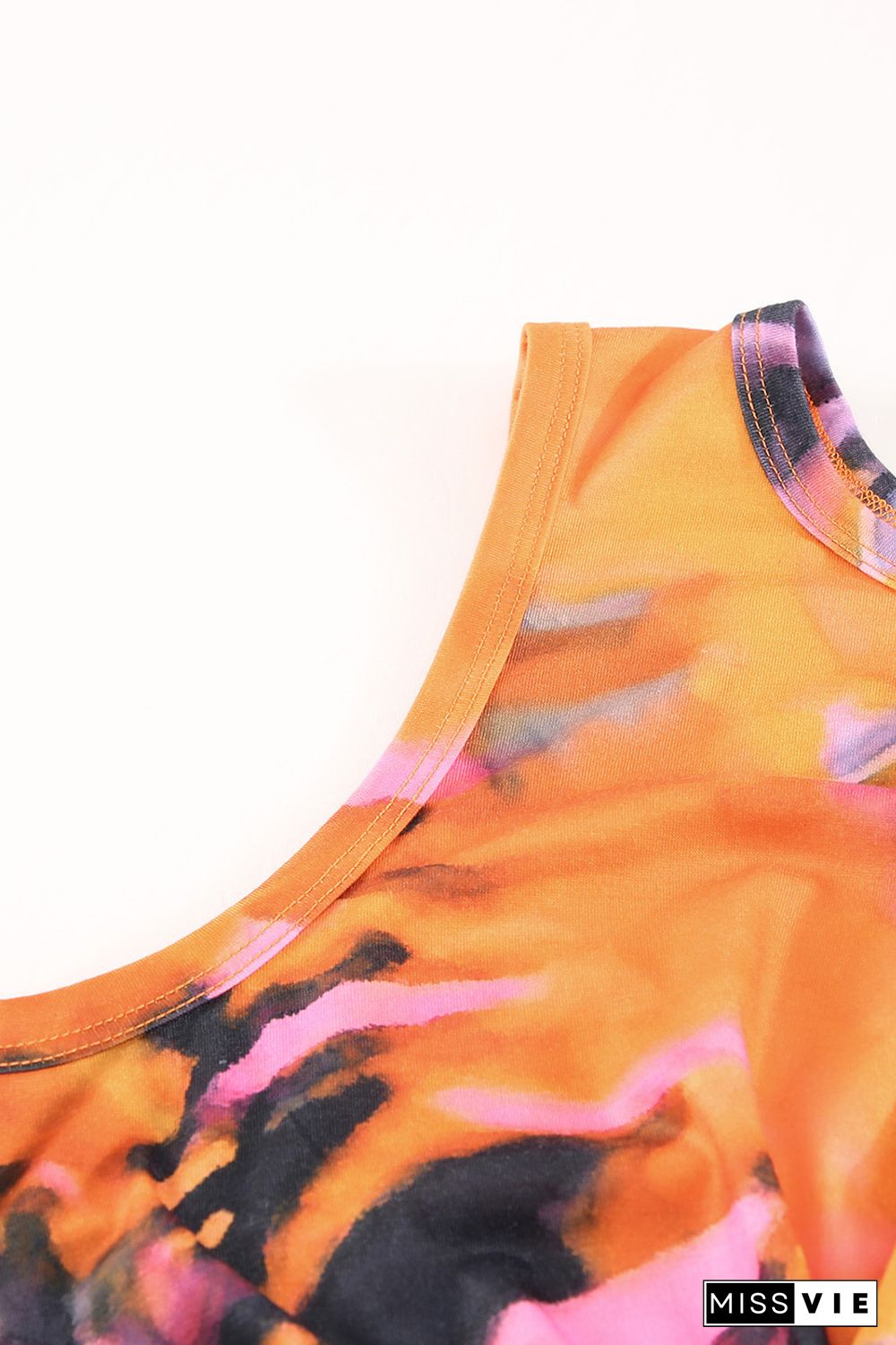 Multicolor Tie-dye Print Hollow Out Twist Bodycon Mini Dress