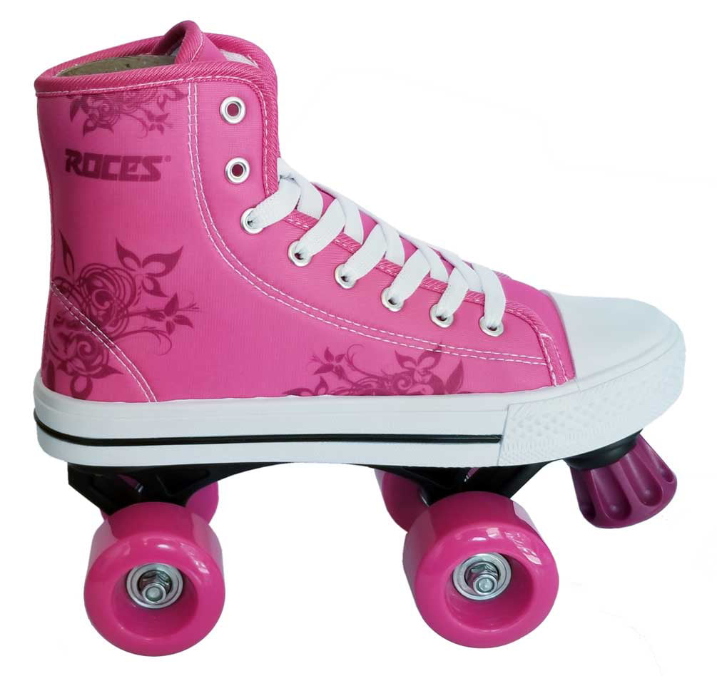 Roces Girls Casual Quad Roller Skates Pink Front Stopper Sneaker Style (11 jrm)