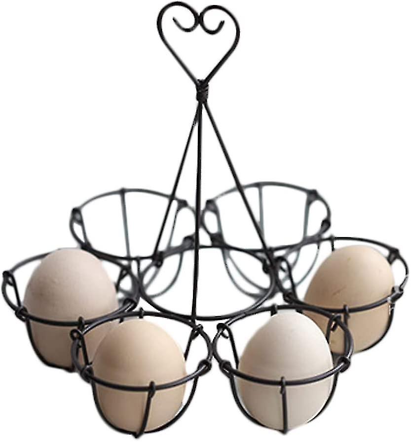 Egg Box Metal Wire Tray For 6 Eggs，easter(matte Antique Black)