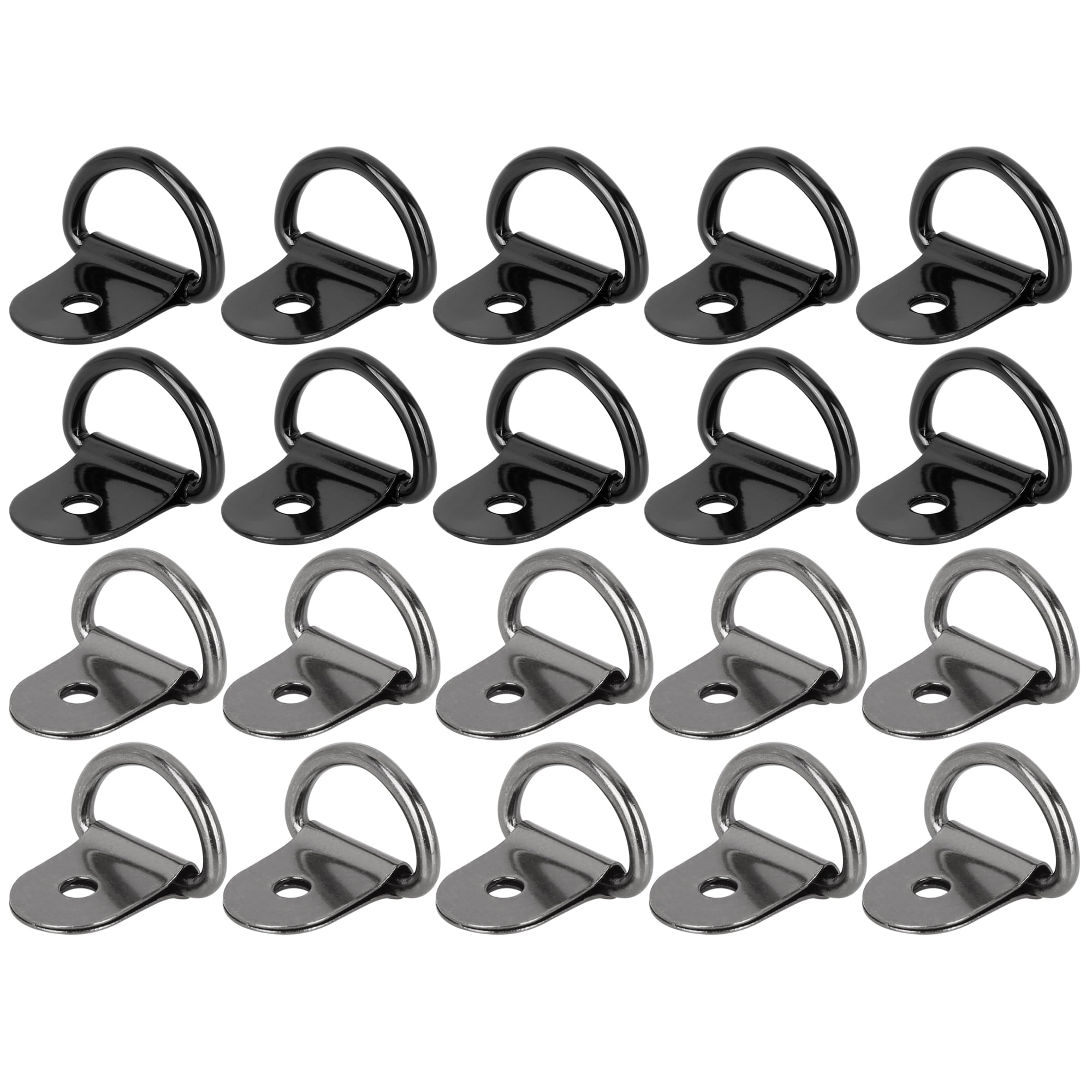 Unique Bargains 20pcs Titanium Tone Black D Shape Tie Down Anchors Lashing Ring for Car Trailers RV Boats