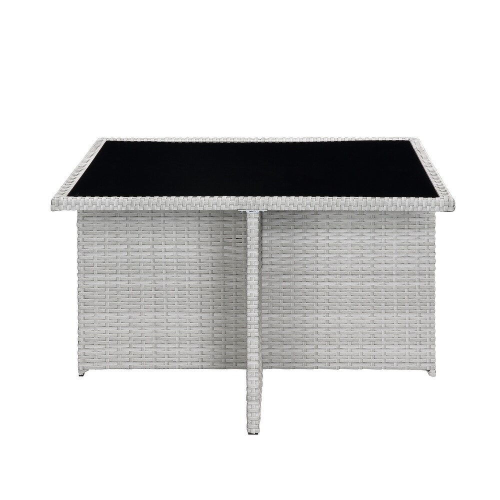 ACME Paitalyi 9Pc Patio Set in Blue Fabric   Wicker