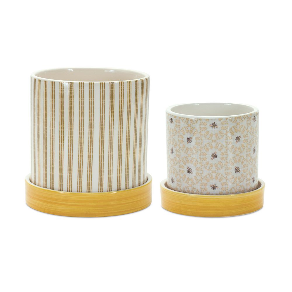 Melrose Geometric Bumble Bee Planter 2-piece Set