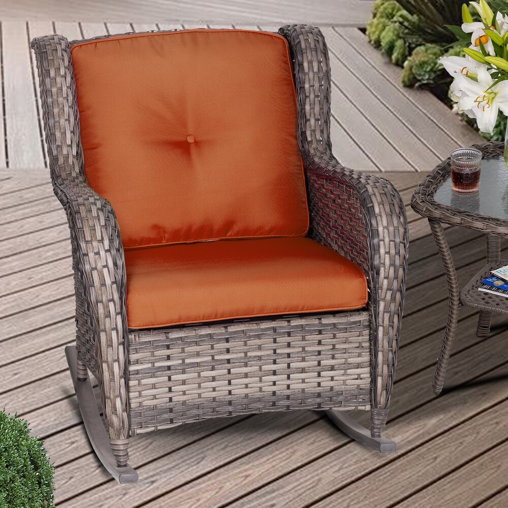 Cozywor Outdoor Wicker Rattan Swivel Rocking Chair