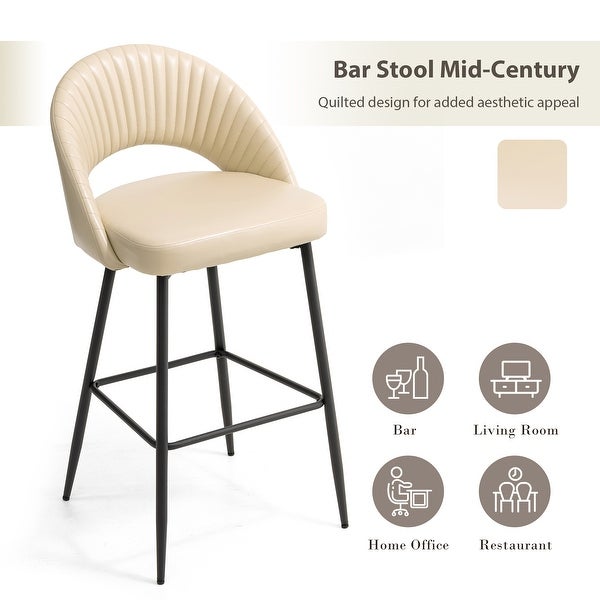 Glitzhome Modern Quilted Leatherette Tapered Legs Bar Stools Set of 2