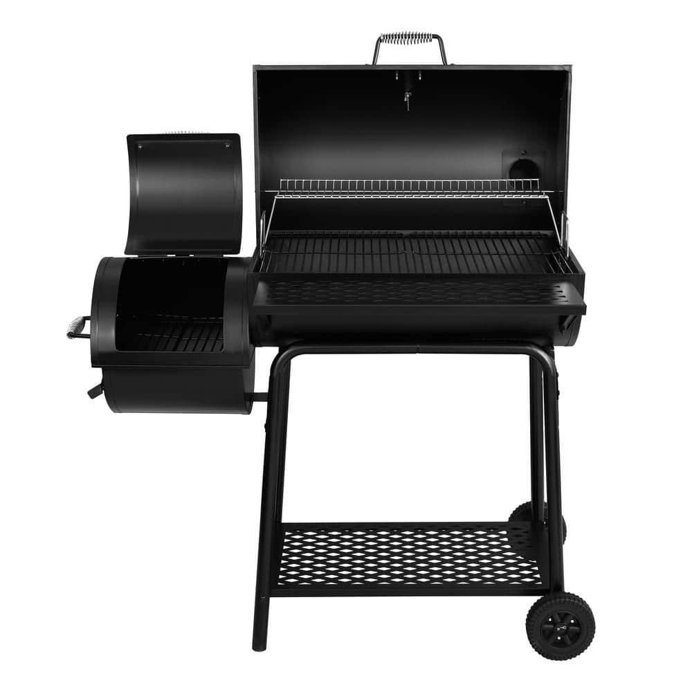 Royal Gourmet Charcoal Grill in Black with Offset Smoker with High HeatResistant BBQ Gloves