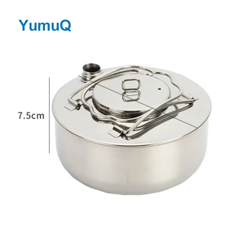 YumuQ 17.5cm x 7.5cm 1.5L Collapsible Portable Stainless Steel Cooking Camping Kettle For Outdoor Hiking