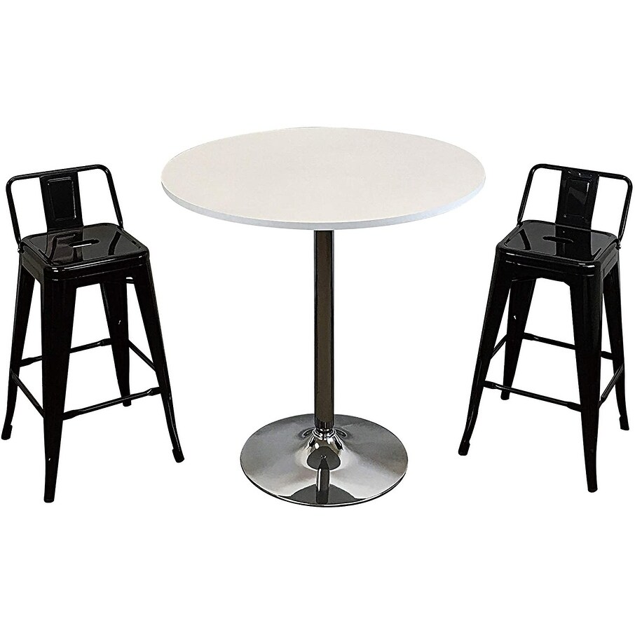 Round Wood Top Dining Table with Chrome Legs 35\