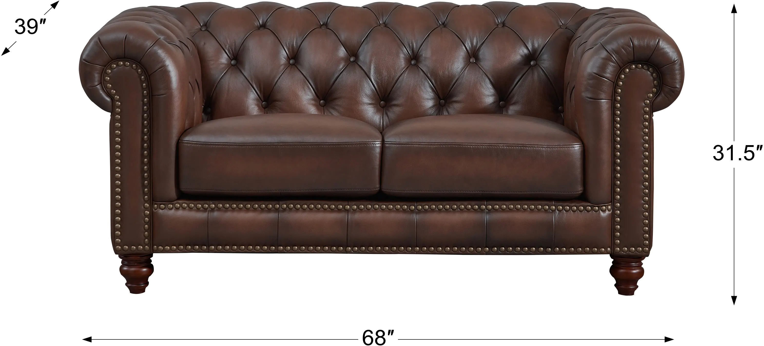 Lanchester Brown Leather Sofa and Loveseat Set