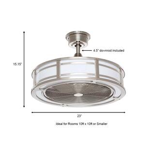 Home Decorators Collection Brette II 23 in. LED IndoorOutdoor Brushed Nickel Ceiling Fan with Light and Remote Control AM382B-BN