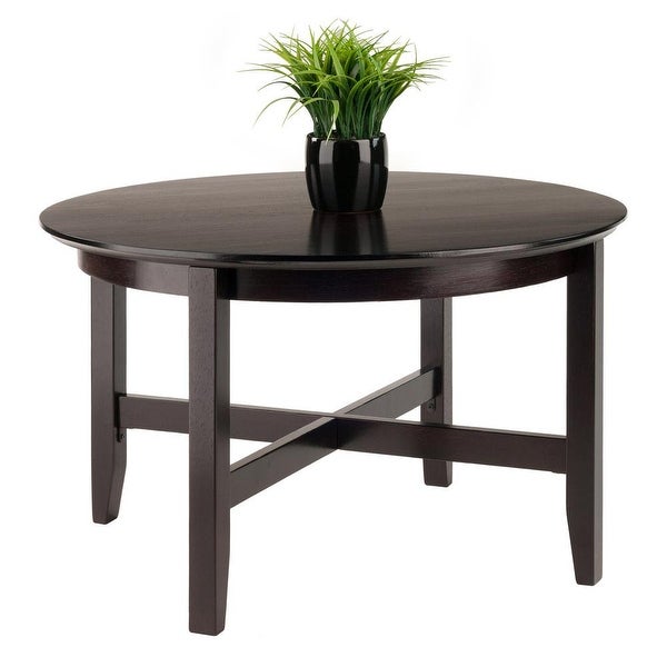 Wood Toby Round Coffee Table， Espresso Finish