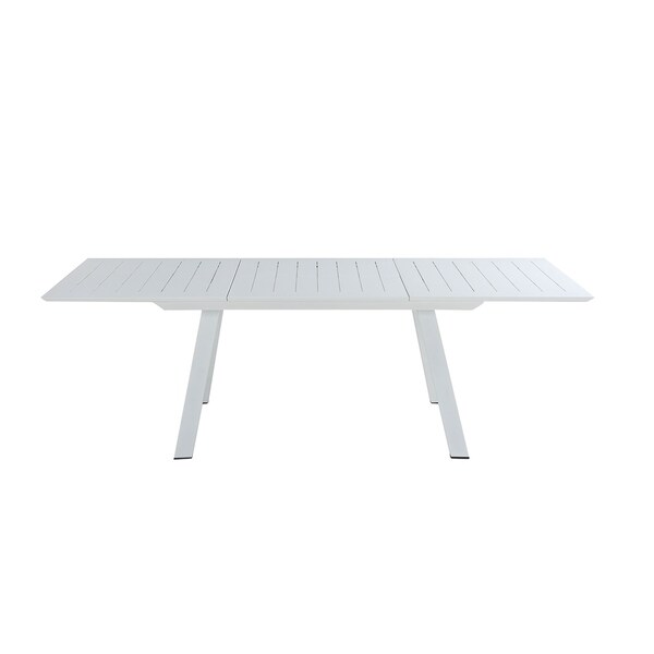 Somette Melbourne Matte White Outdoor Aluminum Table with Butterfly Extension