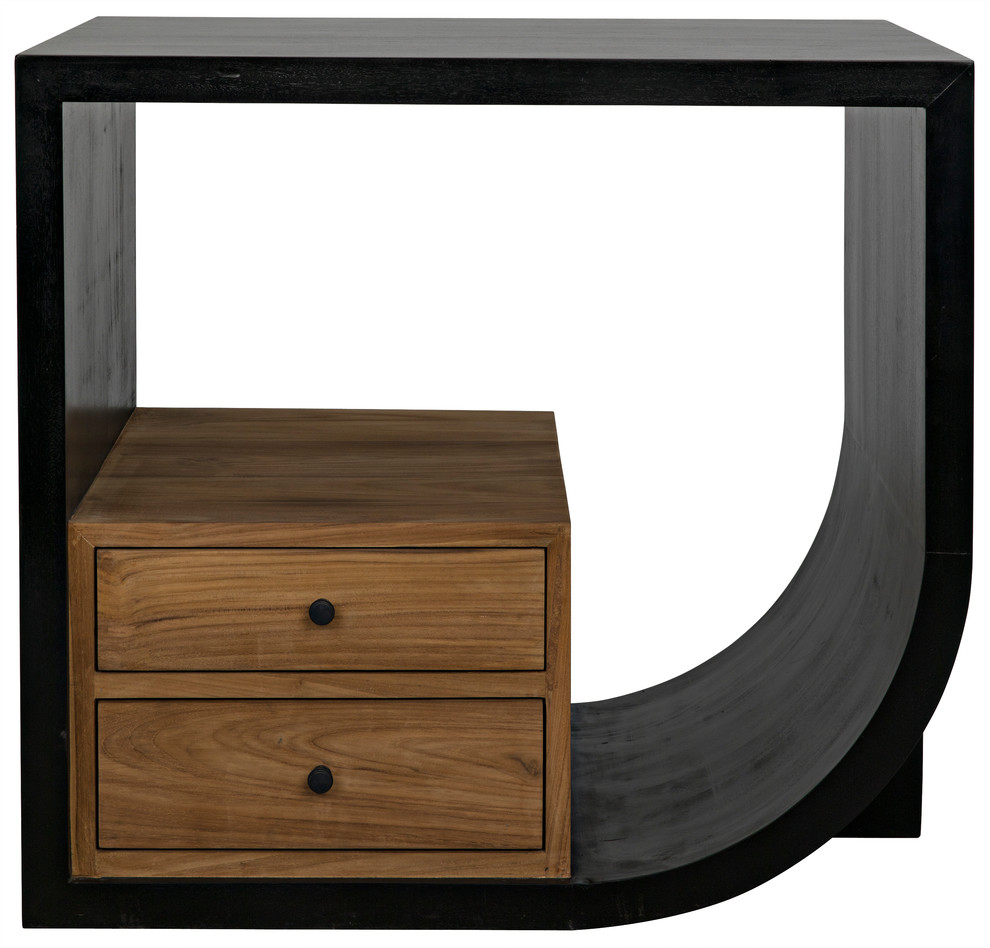 Burton Side Table  Right  Hand Rubbed Black and Teak   Industrial   Side Tables And End Tables   by HedgeApple  Houzz