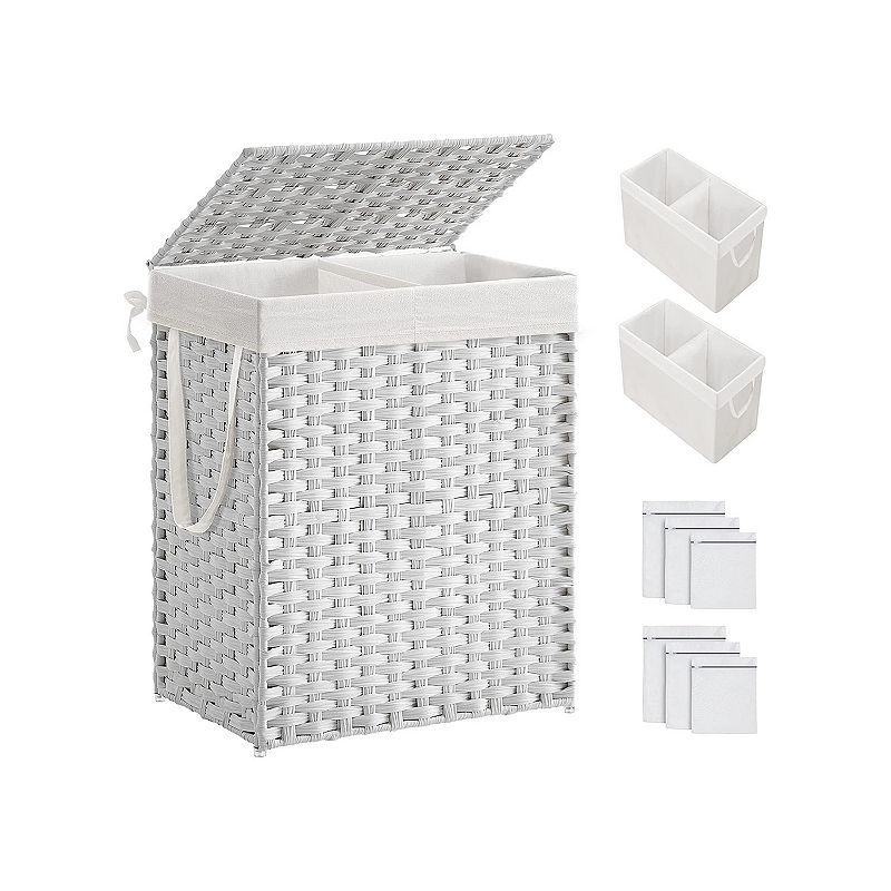 Double Laundry Hamper With Lid For Bathroom