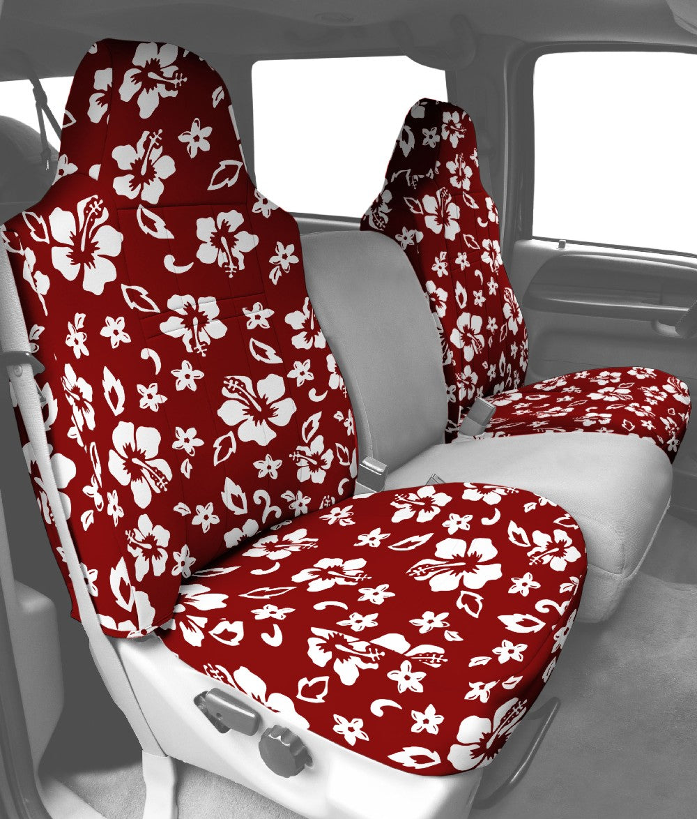 CalTrend Front Highback Buckets Neo Seat Covers for 1984-2001 Jeep Cherokee - JP109-32NA Hawaii Red Insert and Trim