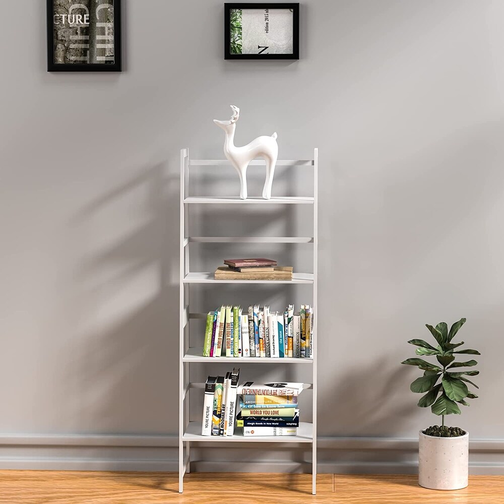 4 Tier Ladder Shelf Bookcase  Modern Open Bookshelf for Bedroom  Living Room  Office